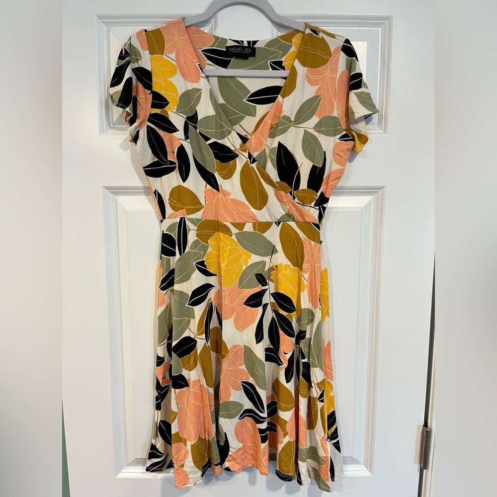 Rachel Zoe Multicolor Leaf Print Midi Dress